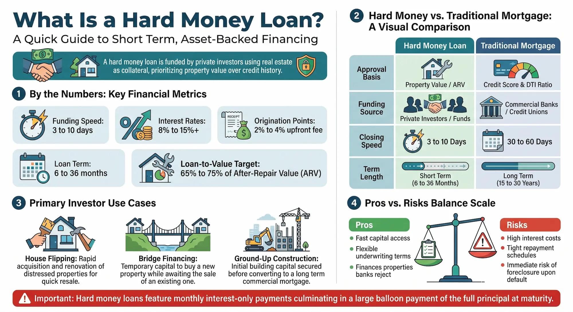 Info graphics explaining what hard money loan is