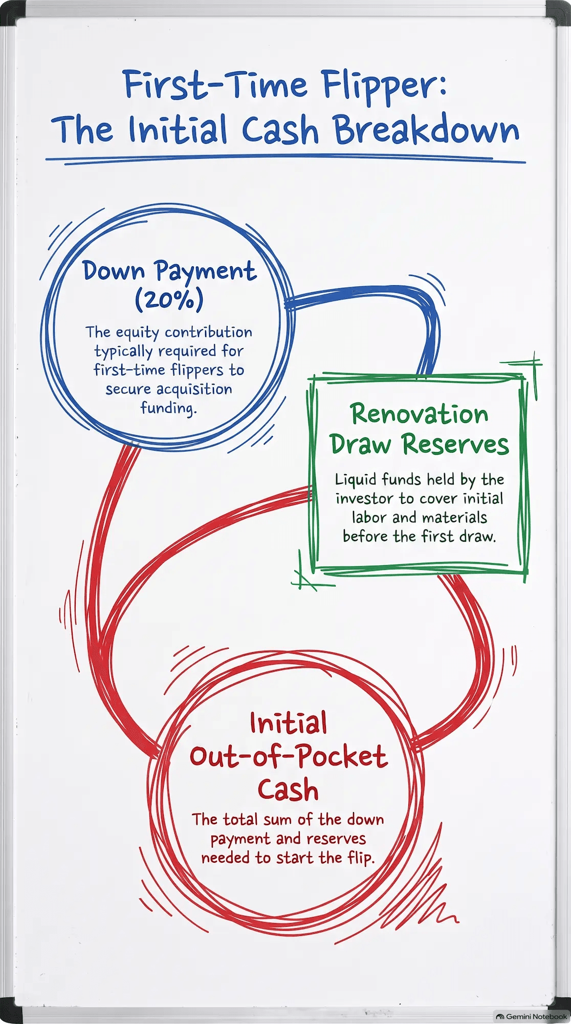 First time flippers cash breakdown chart fix and flip